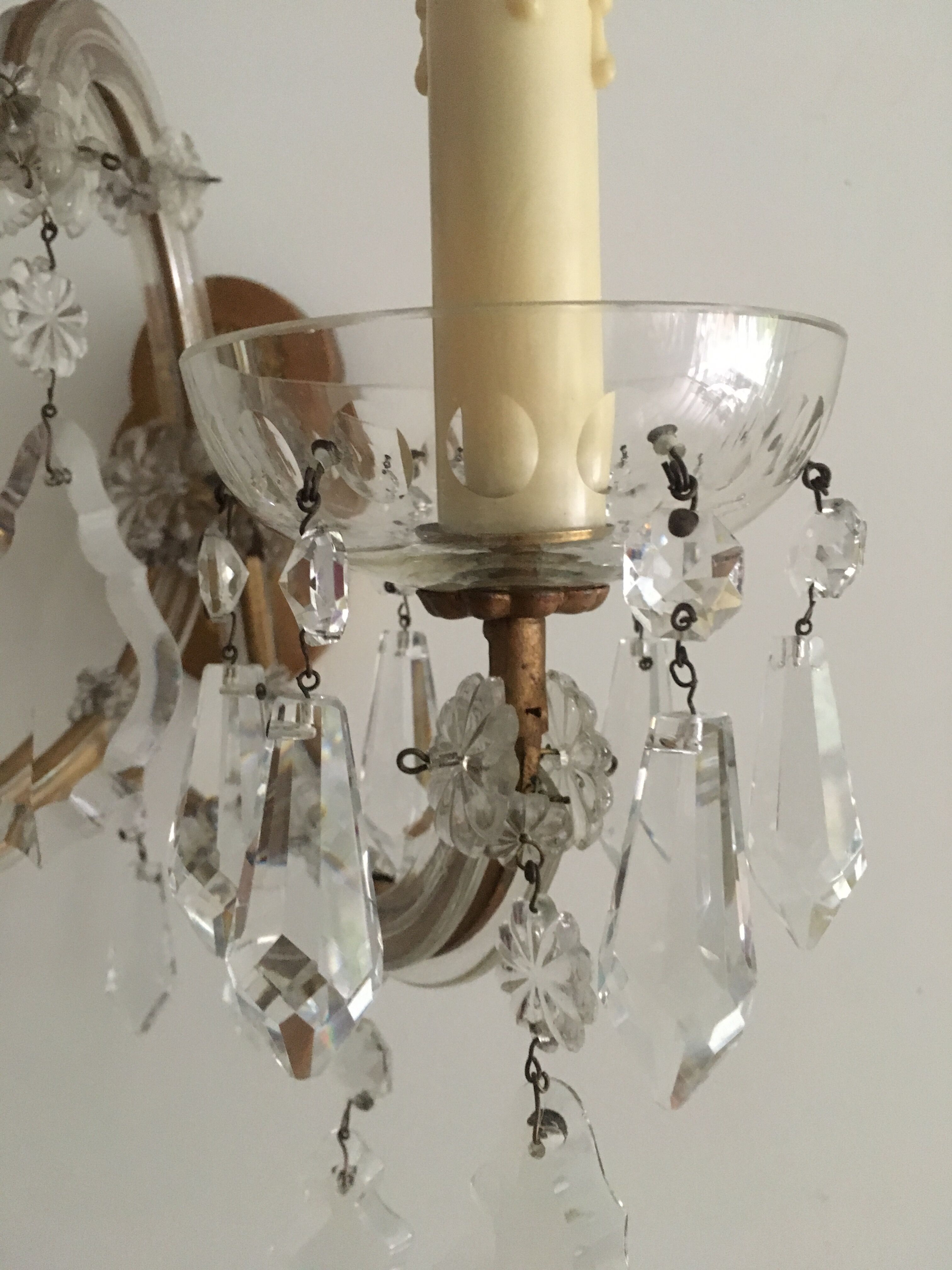 Two-arm crystal light wall light