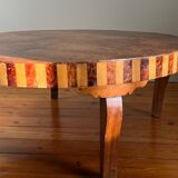 Round coffee table in Elm Burl, Art Deco decorative work - Year 1941