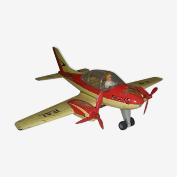 Old metal Joustra toy; propeller aircraft with its pilot friction mechanism