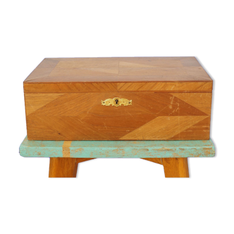 Wooden box with vintage marquetry