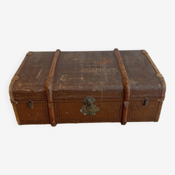 Old canvas trunk with wooden reinforcements