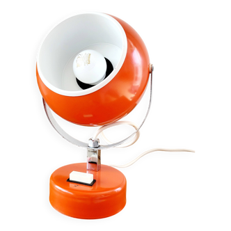 Lampe à table à globe oculaire de l'ère spatiale avec oranje voet et chrome afwerking, jaren 1960