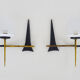 Paire d'appliques murales vintage Arlus années 50 en laiton et verre