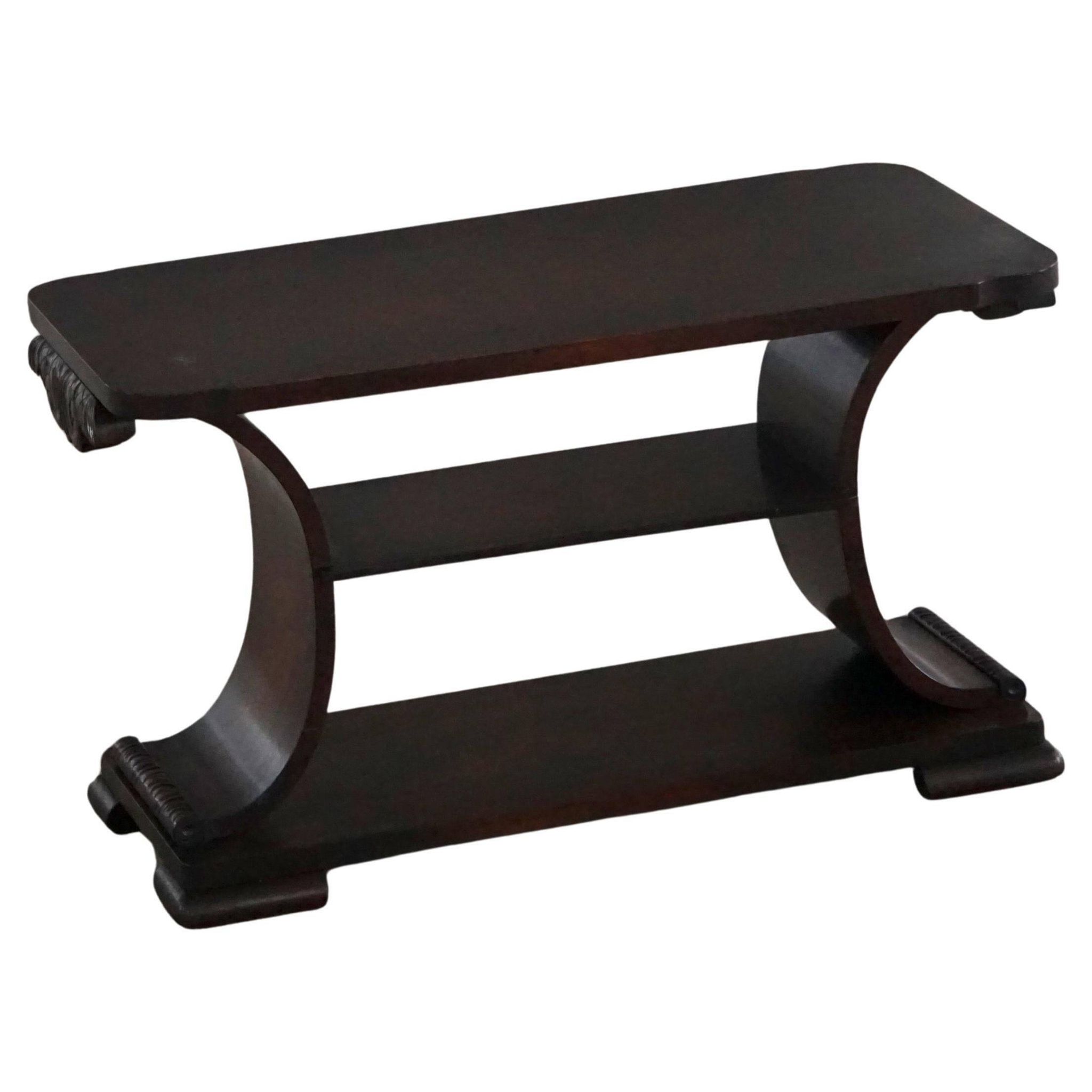 Side table / Low table in Danish Art Deco wood with shelf, 1930s-40s