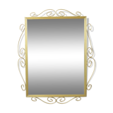 Miroir régence Hollywood métal doré facetté milieu du siècle 74cm