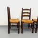Set of 4 vintage brutalist chairs by Georges Robert in wood and straw.