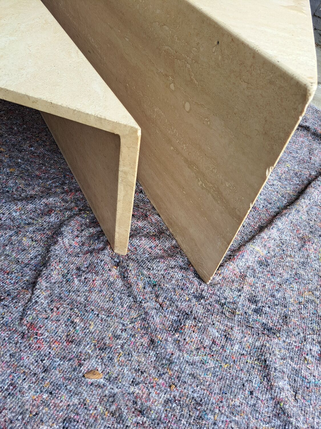 Travertine coffee table.