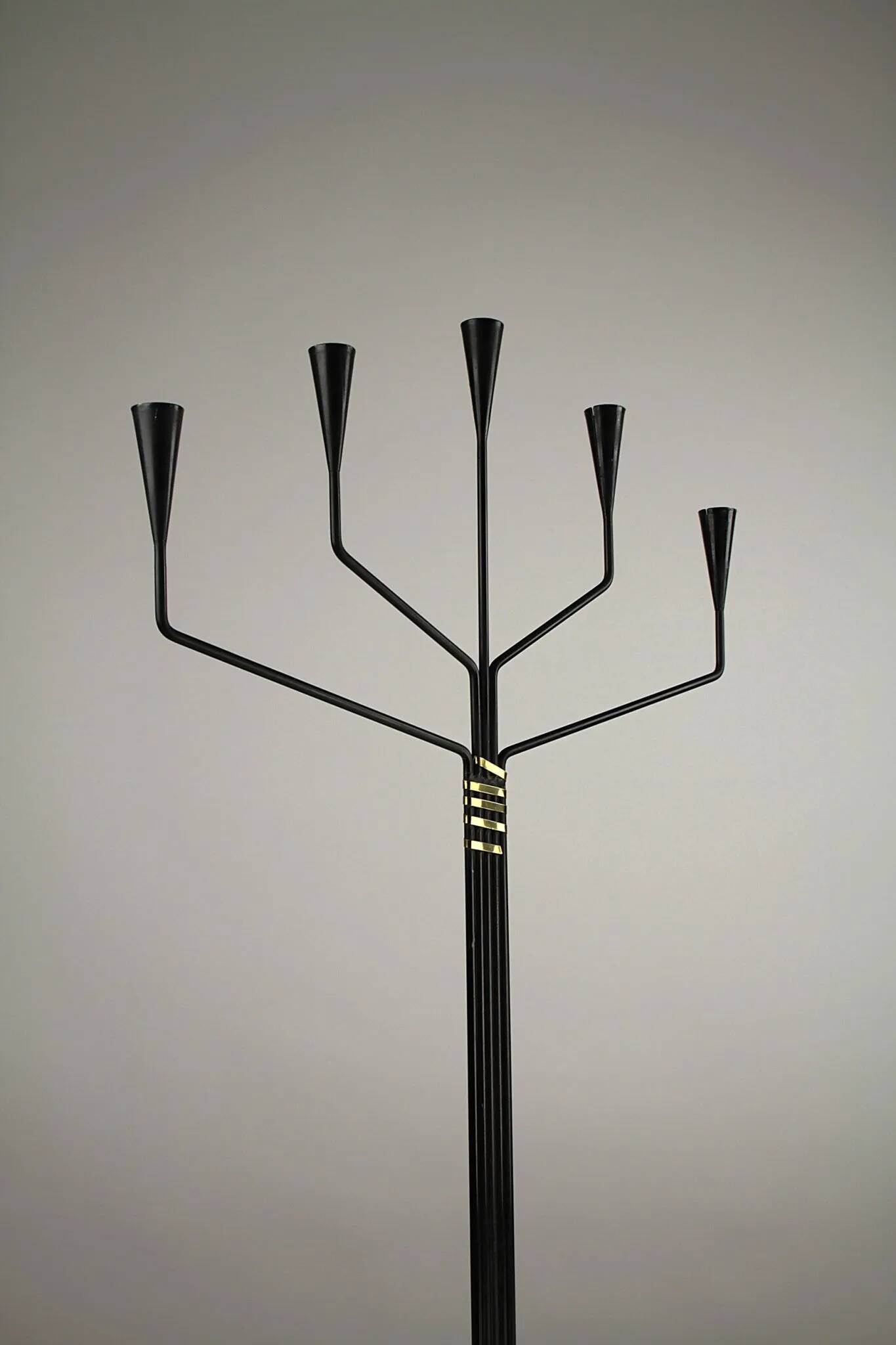 Floor Standing Candelabra with Black & Brass Details – by Gunnar Ander for Ystad-Metall – Sweden, 1960s