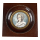 Framed 19th-century miniature gouache portrait of an aristocratic woman