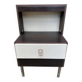 Vintage 70s bedside table with integrated lighting & chrome legs Space Age 1