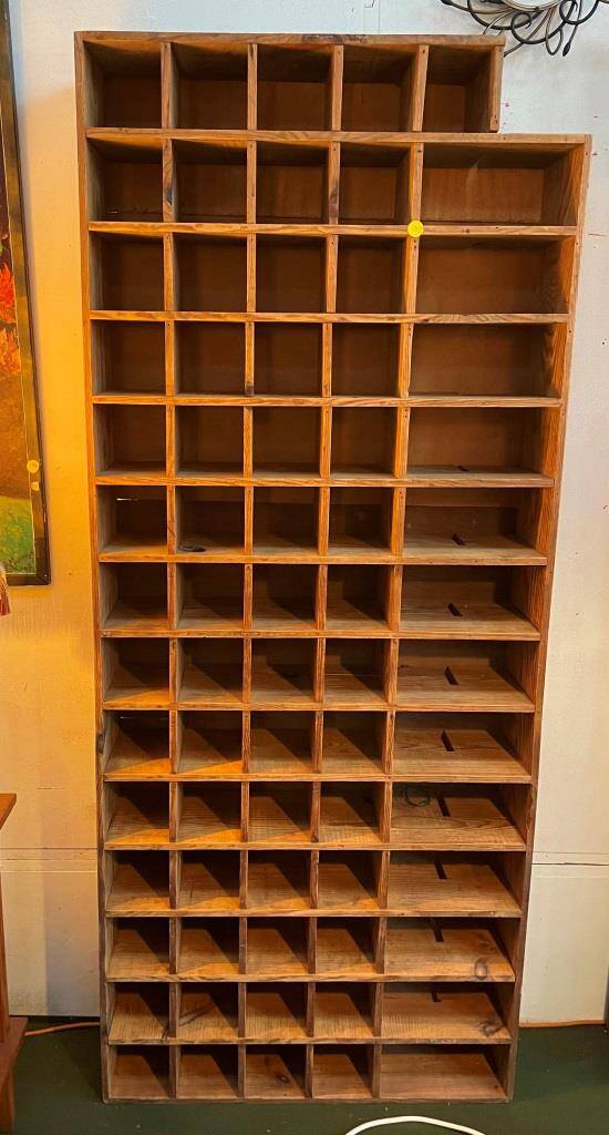 Wooden workshop locker, in fir, 1960s-70s.