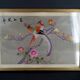 Antique embroidery under glass, Pair of Birds, Silk, China, Early 20th century