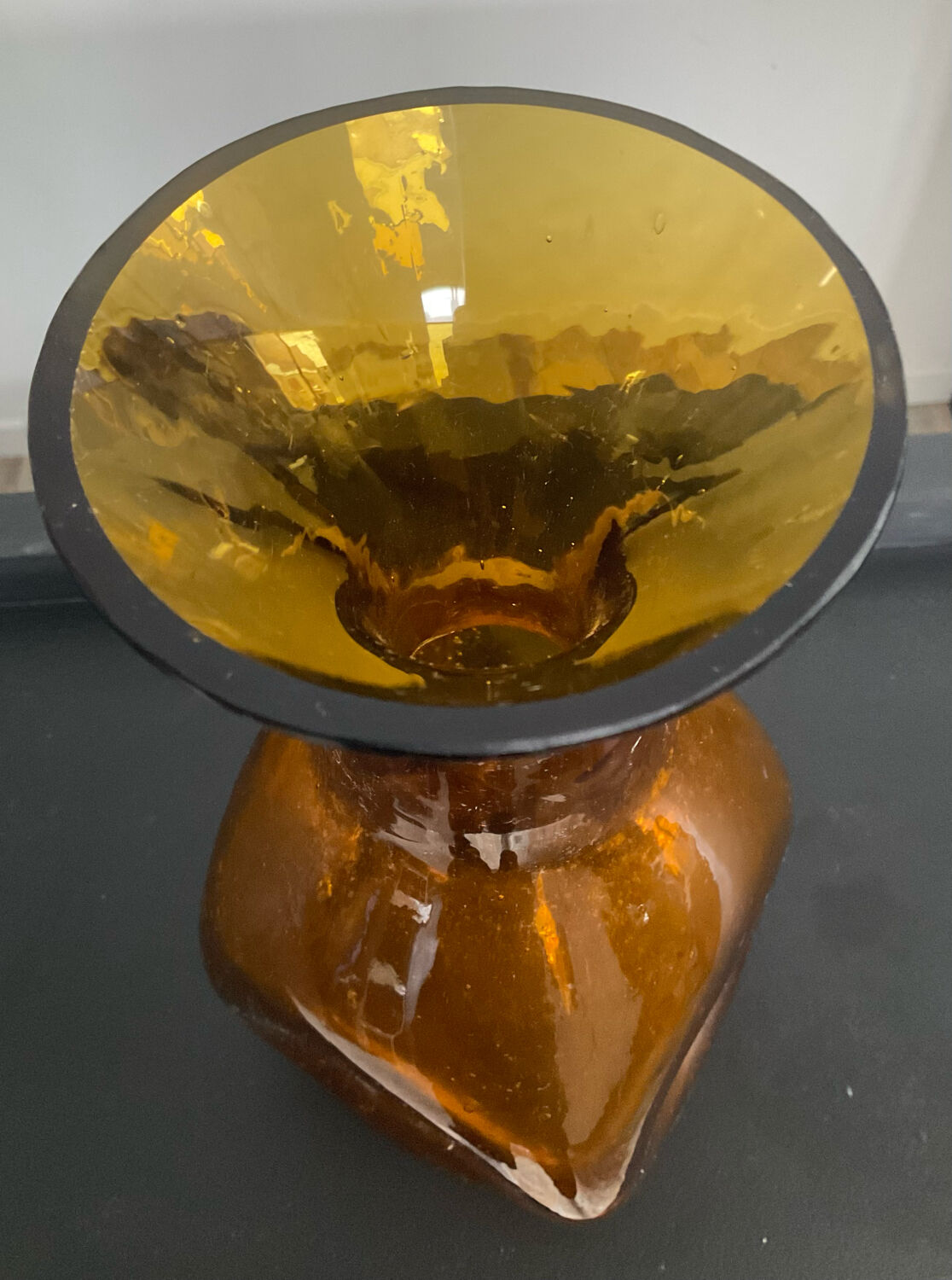 Vintage vase in bubbled glass paste