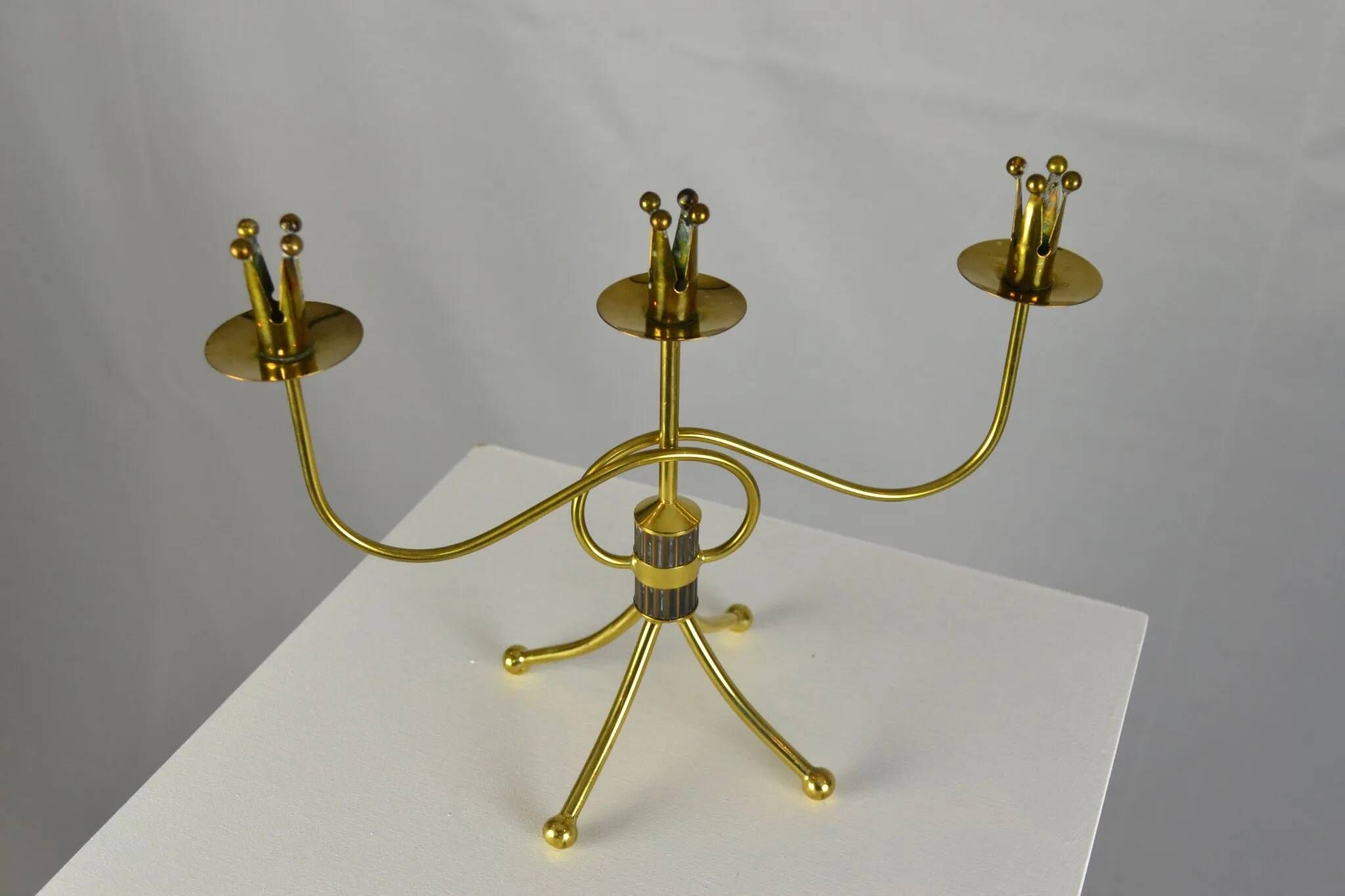 Brass candelabra by Gunnar Ander for Ystad-Metall , Sweden 1950s