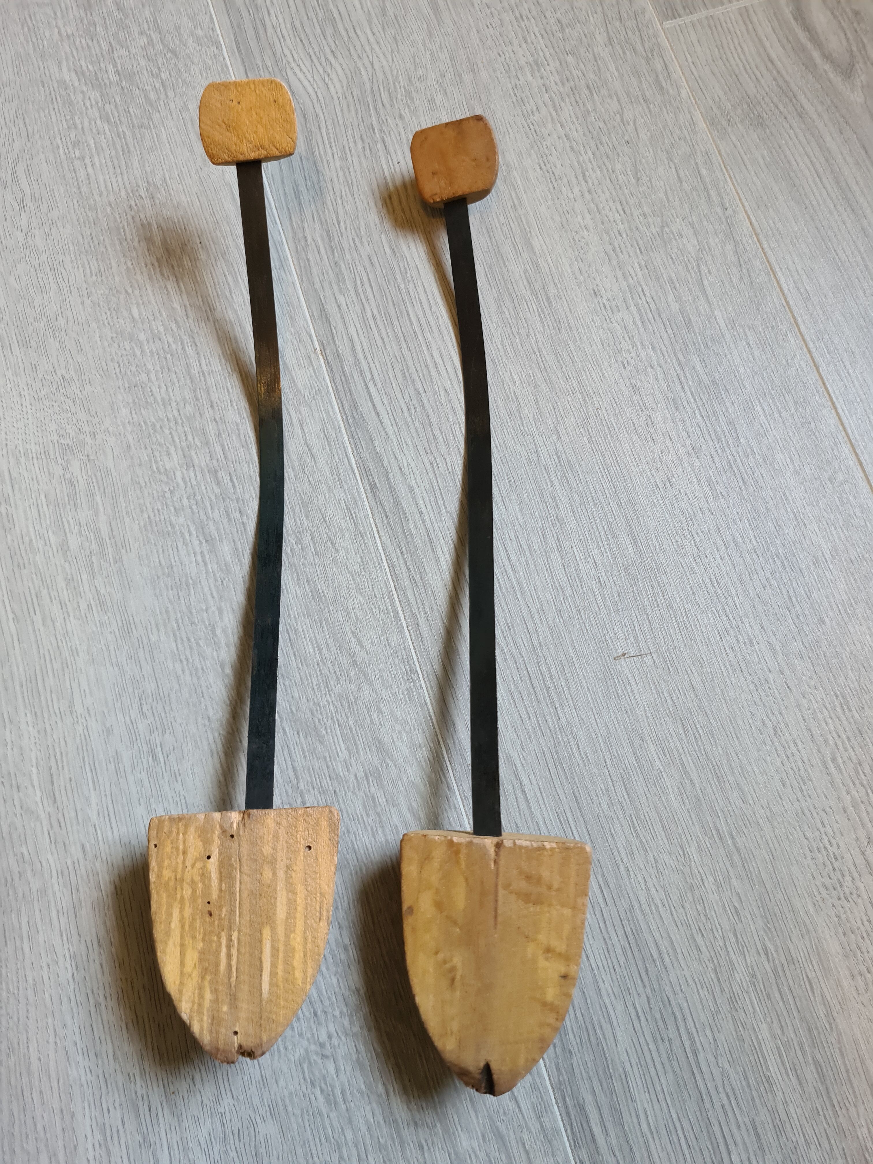 Pair of wooden art deco shoe trees