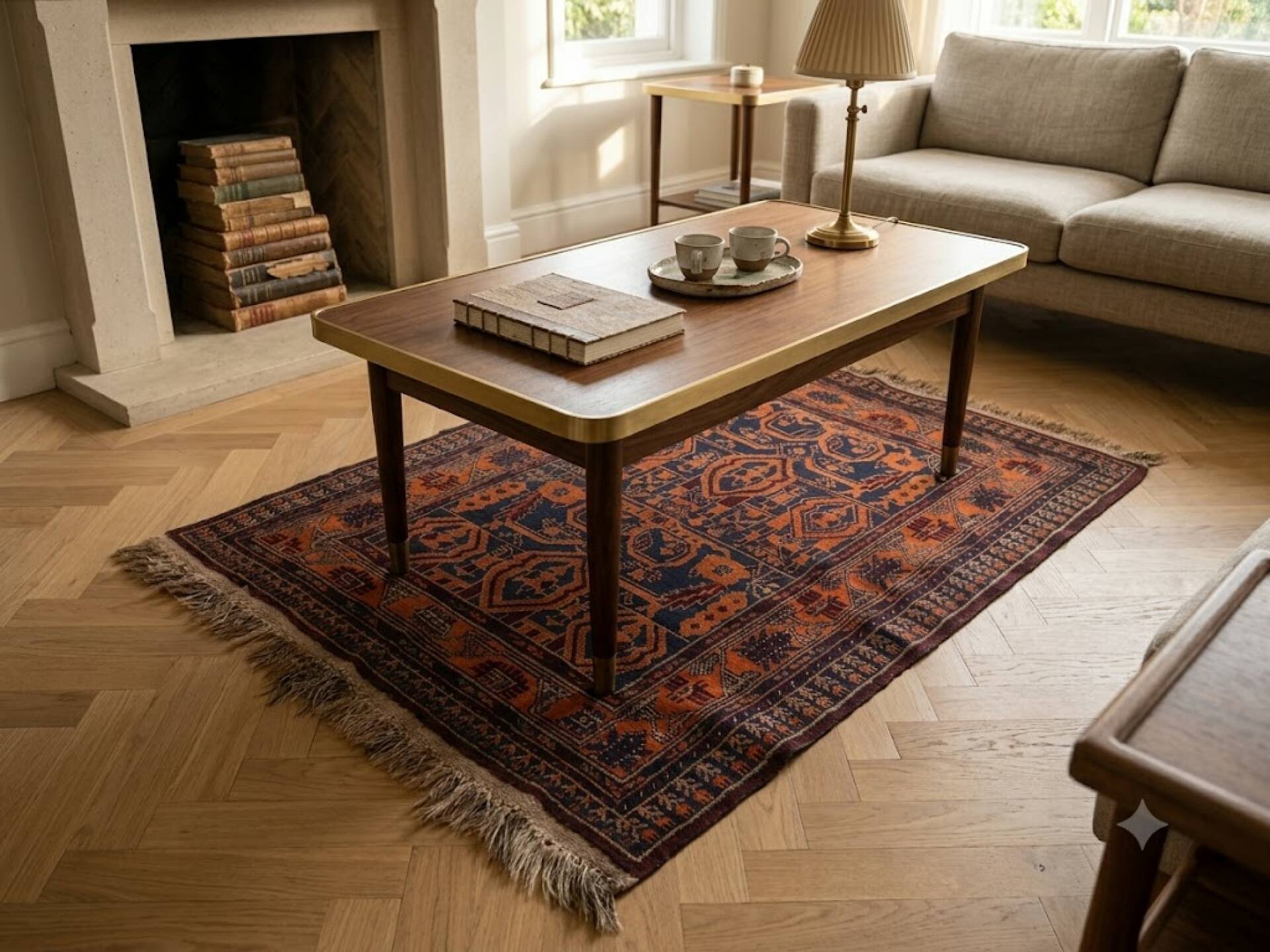 Balouch rug 140x96 cm handmade vintage orange