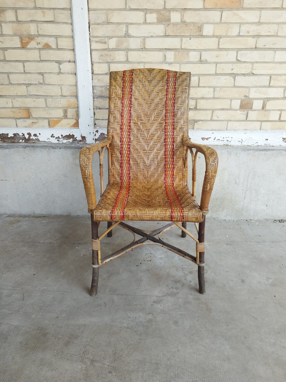 Fauteuil rotin vintage design art deco 1950