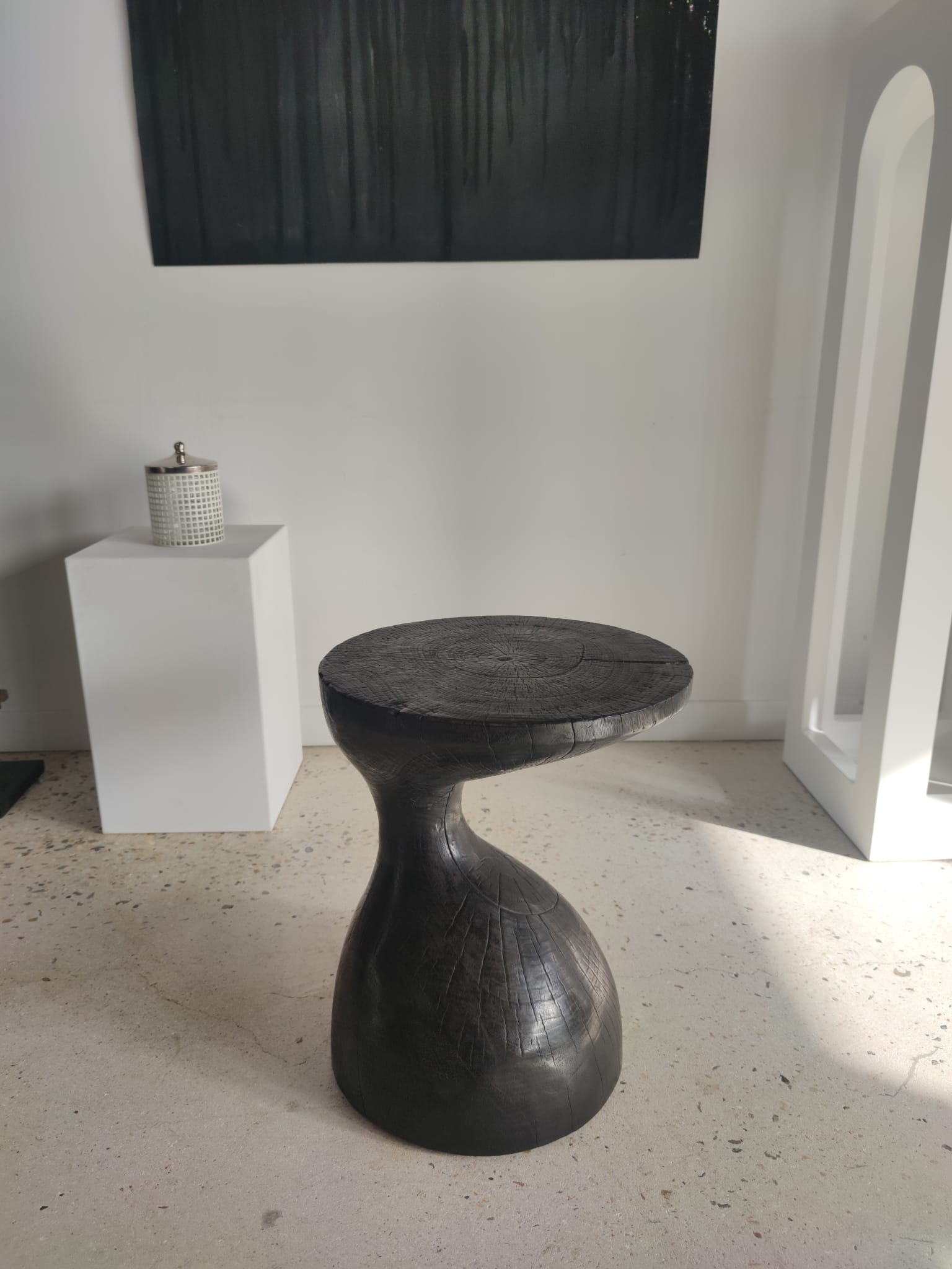 Sofa end in solid wood monoxyl organic shape black color