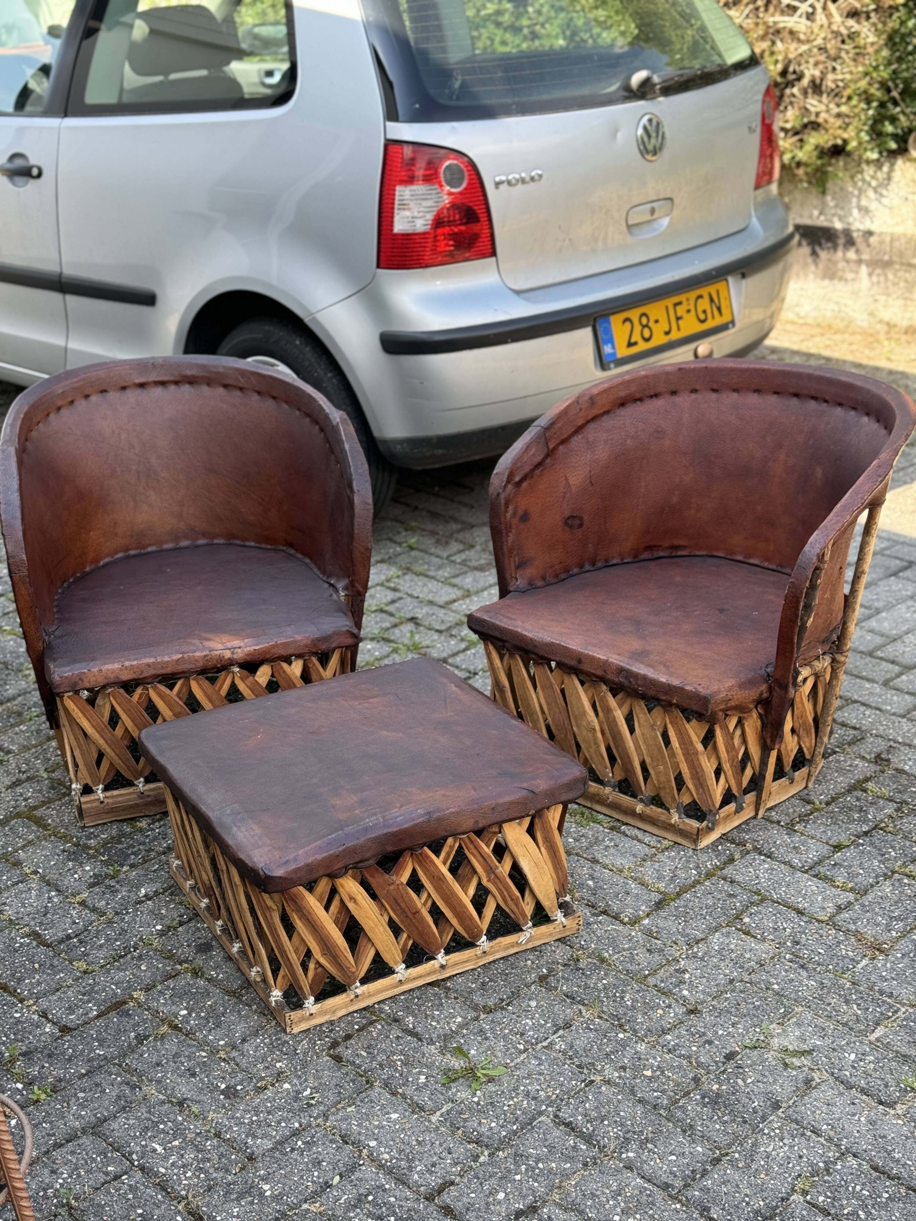 Vintage Mexican Equipale chairs and table