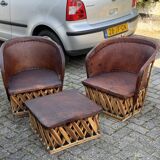 Vintage Mexican Equipale chairs and table