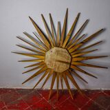 XL wooden sun mirror, France, 1960, 80 cm