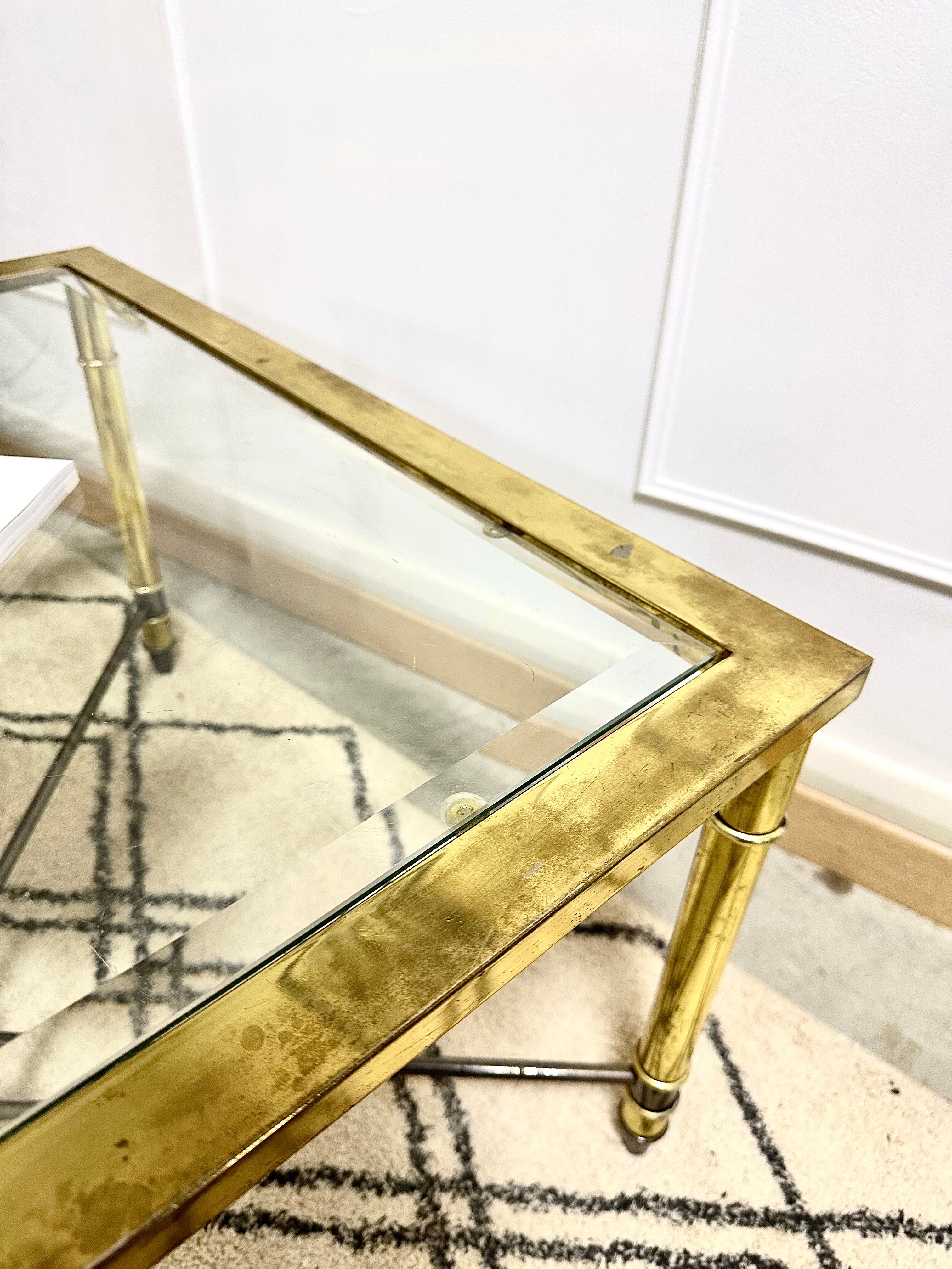 Brass coffee table glass tray