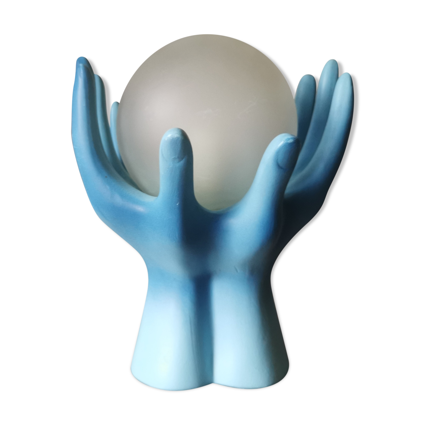 Blue ceramic hand lamp