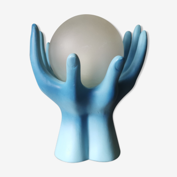 Lampe mains céramique bleue