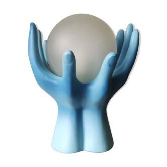 Blue ceramic hand lamp