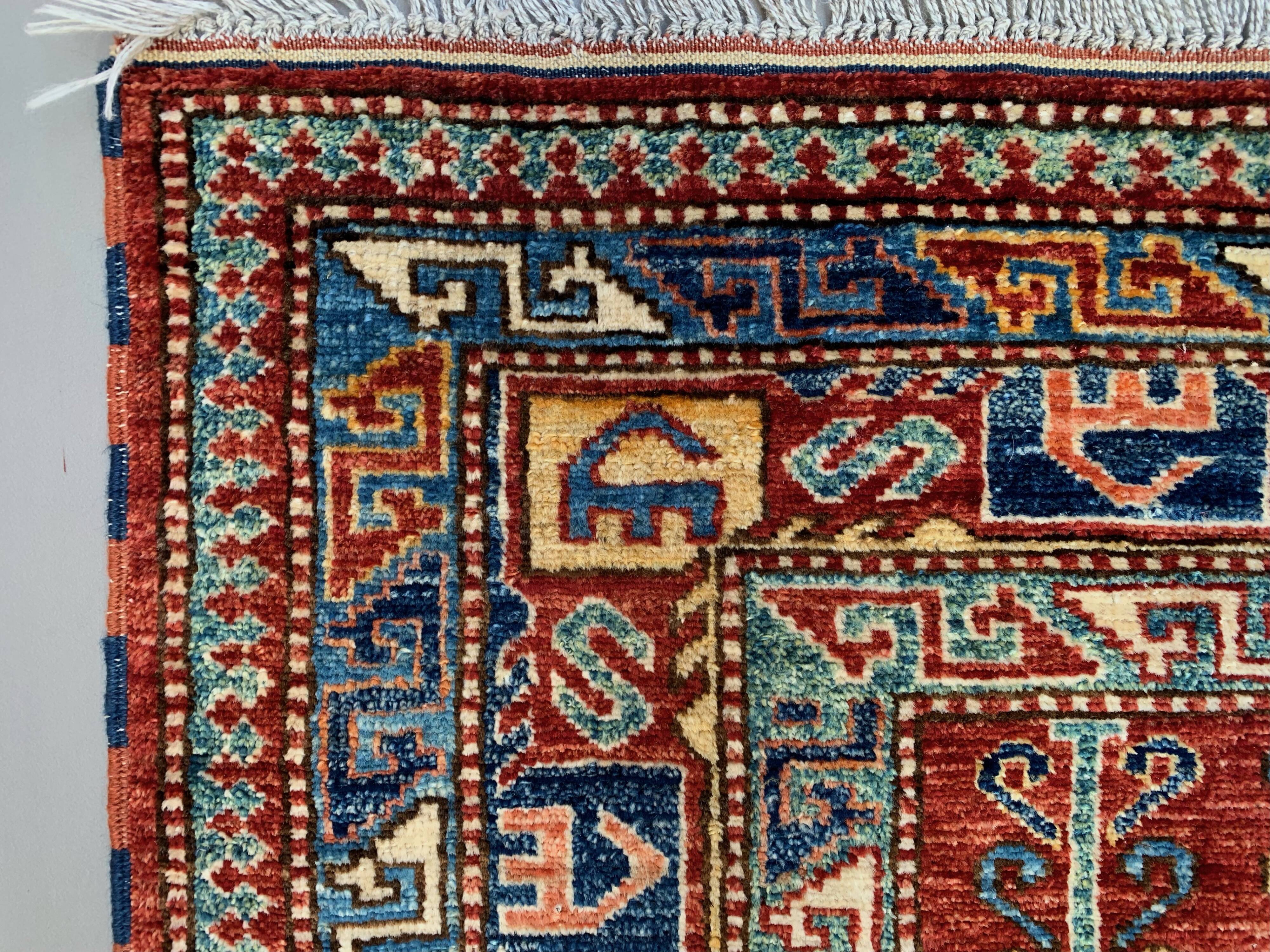 Afghan wool sevan kazak rug 185x143 cm chobi