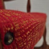 11960s, Danish rocking chair, original good condition, solid oak wood, furniture wool fabric.