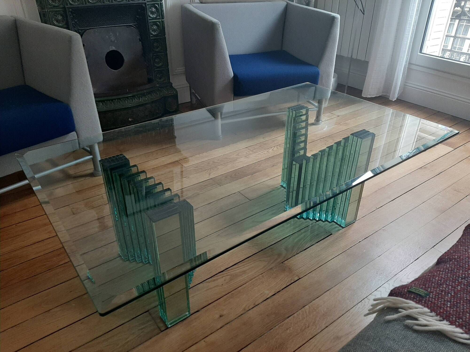 Coffee table in glass by Luigi Massoni for Galotti & Radice.
