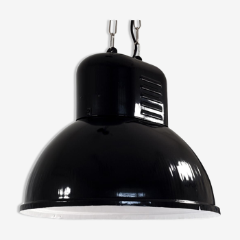Large Polish Oval Factory Pendant Lamp from MESKO, 1960s