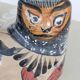 Cat figurine in Tonalá pottery, Mexico, handmade folk art.
