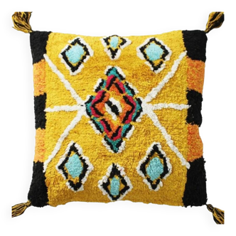 Large yellow berber cushion azilal 70x70 cm