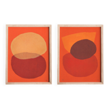 Duo of abstract paintings 30x40cm signed Eawy