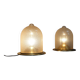 Pair of La Murrina 1970s dome lamps pulegoso glass & gilded brass