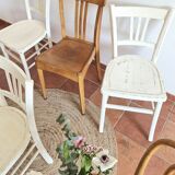 Set of 6 mismatched and patinated chairs