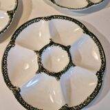 Lot of 8 oyster plates in GIEN France barbotine earthenware stamped