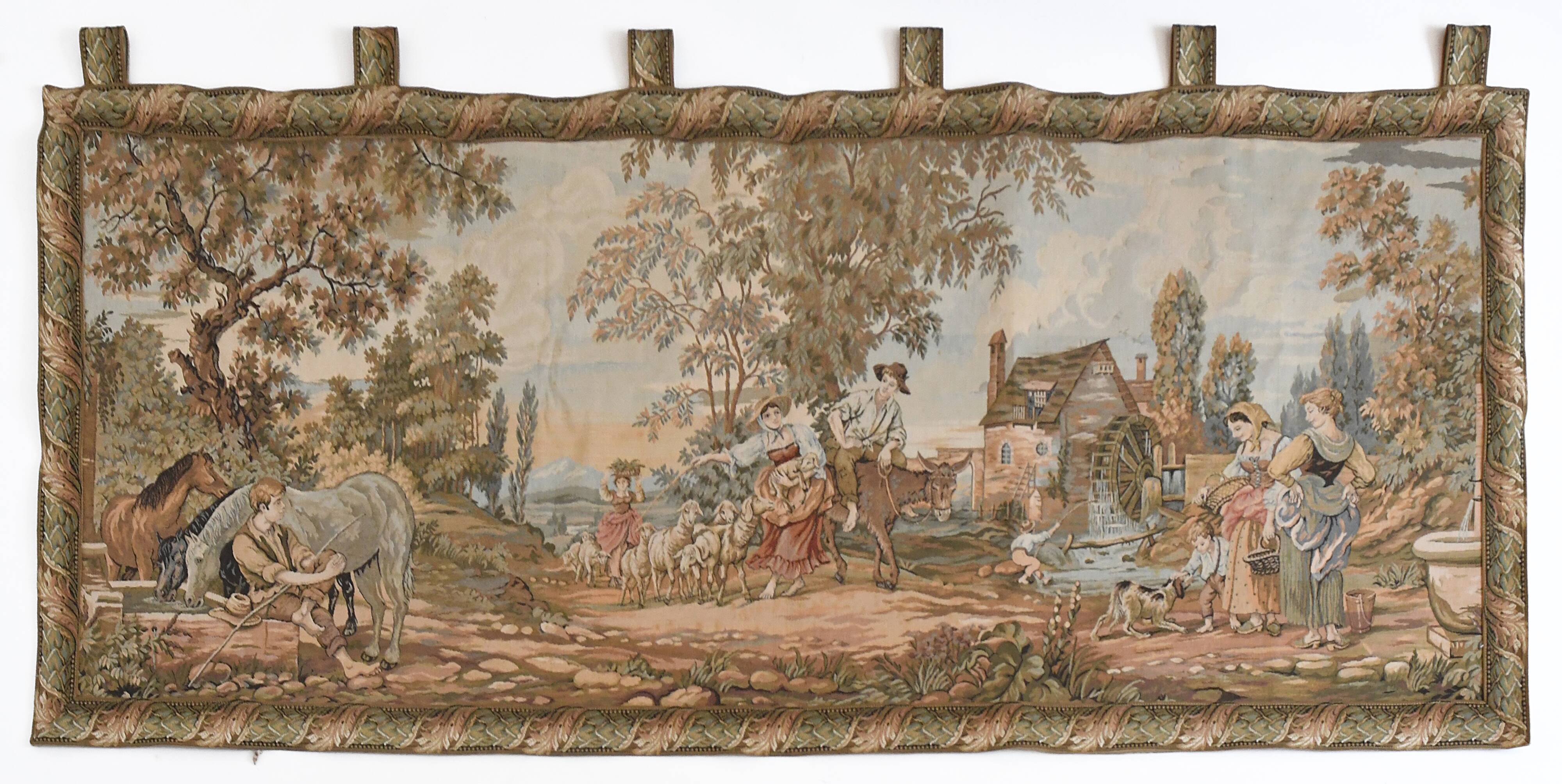 Metrax mechanical tapestry decorated with countryside scenes