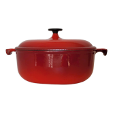Oval casserole in red enamelled cast iron Enzo Mari La Mama 25