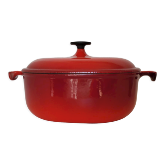 Oval casserole in red enamelled cast iron Enzo Mari La Mama 25