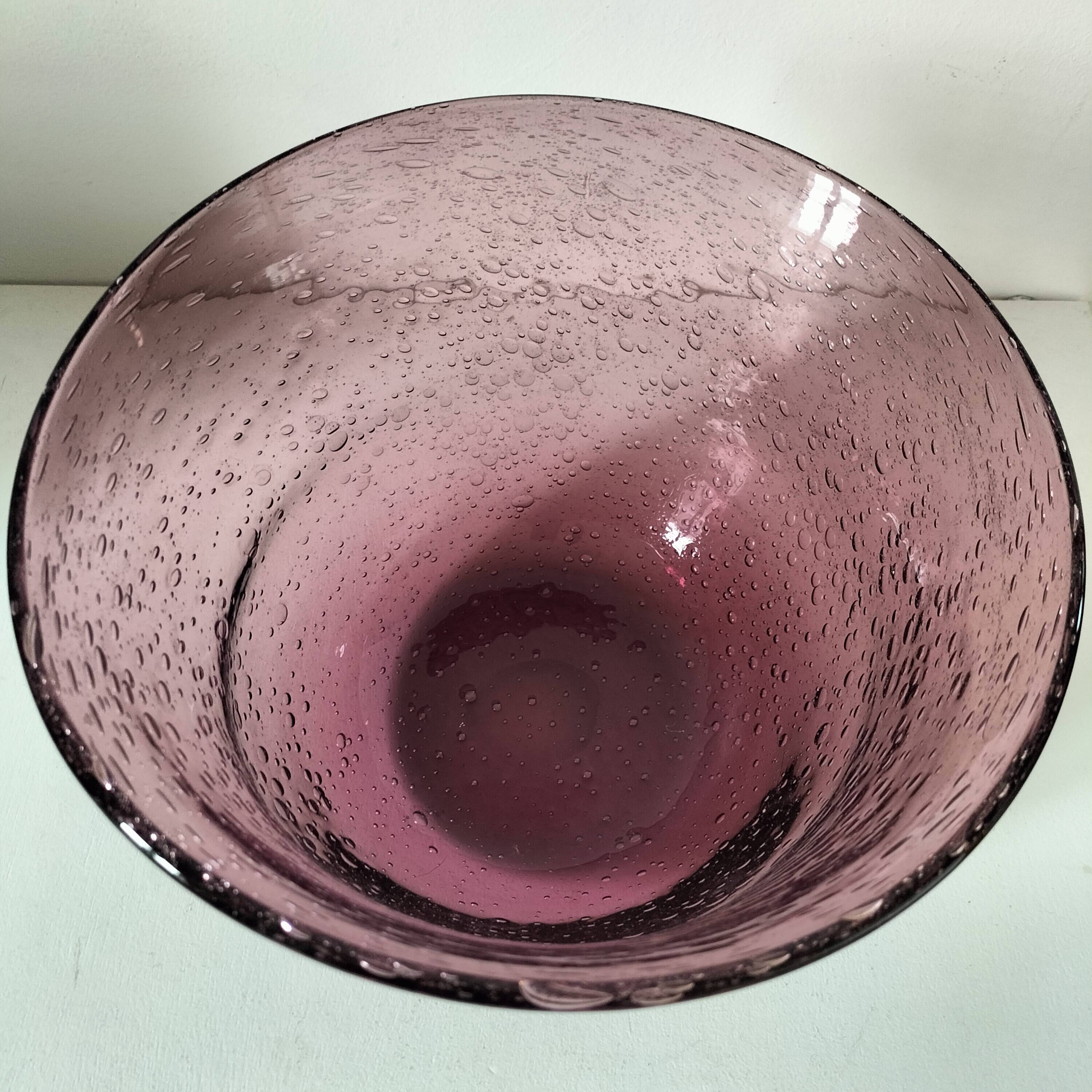 Large Biot style bubble glass salad bowl