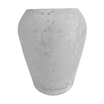 White frosted glass vase