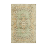 Tapis beige oriental ancien fait à la main 198 cm x 311 cm