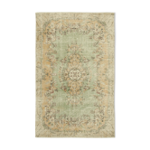 Tapis beige oriental ancien fait à la main 198 cm x 311 cm
