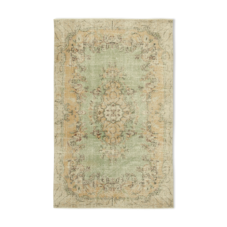 Handmade antique oriental beige carpet 198 cm x 311 cm