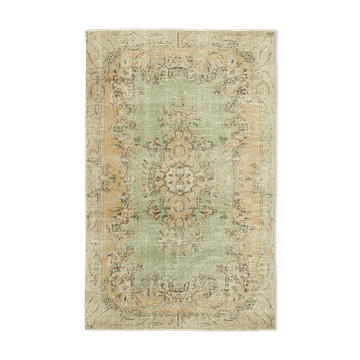 Handmade antique oriental beige carpet 198 cm x 311 cm