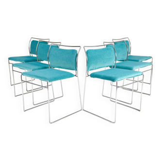 Kazuhide Takahama Mid-Century Modern Velvet Tulu Chairs to MYC Gavina Set of Six