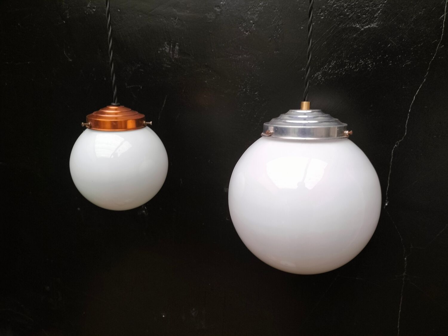 Opaline glass ball pendant lights